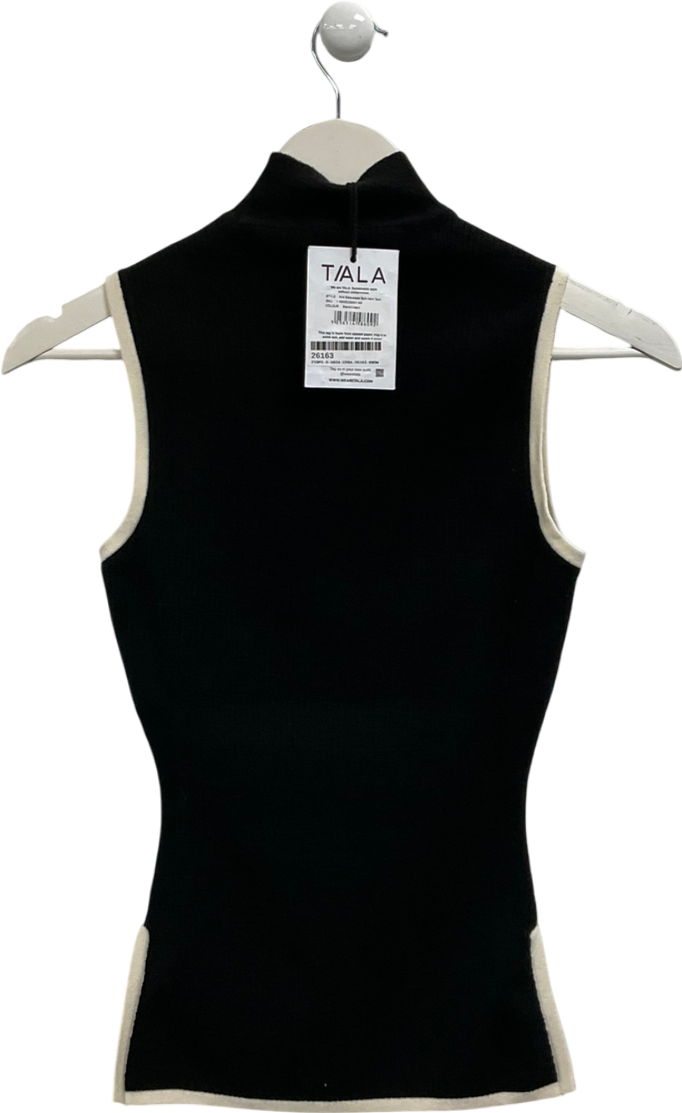 T/ALA Black Knit Sleeveless Split Hem Tank UK XS