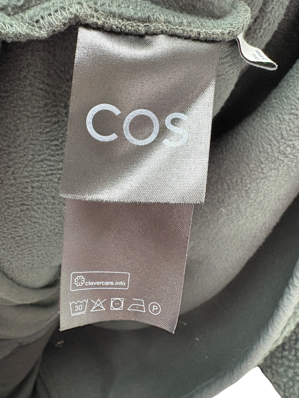 cos Green Relaxed Fit Teddy Zip Up Jacket UK M