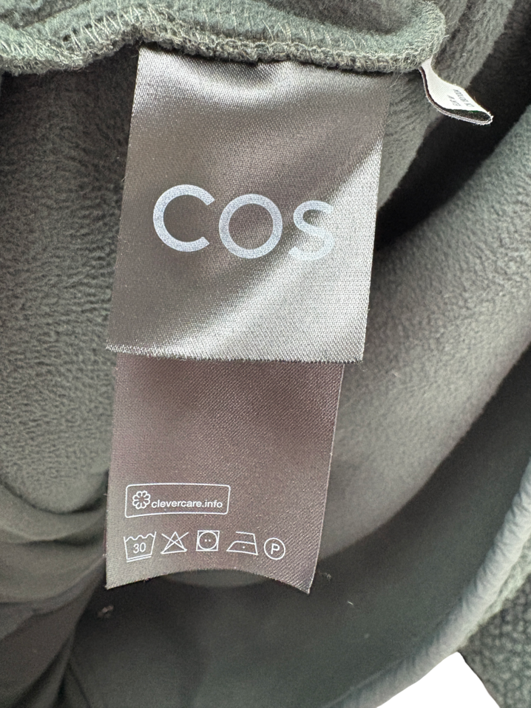 cos Green Relaxed Fit Teddy Zip Up Jacket UK M