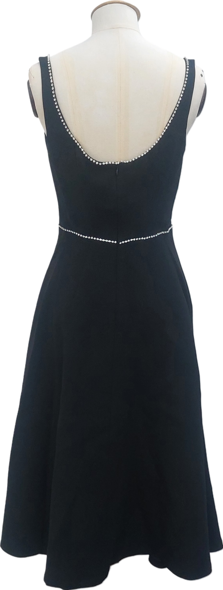 Fabrique Black Diamanté Trim Midi Dress UK S