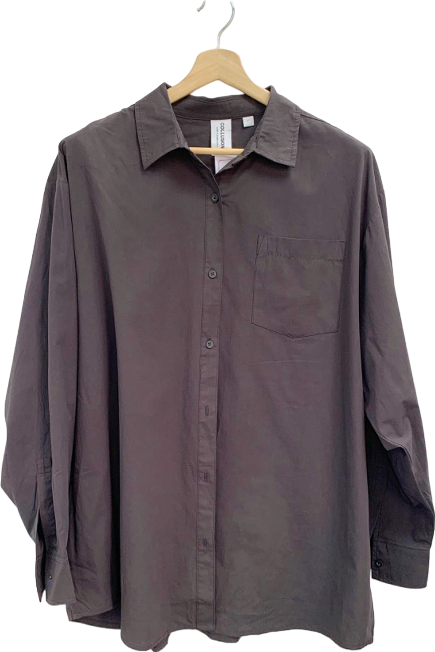 Collusion Dark Brown Casual Shirt UK L