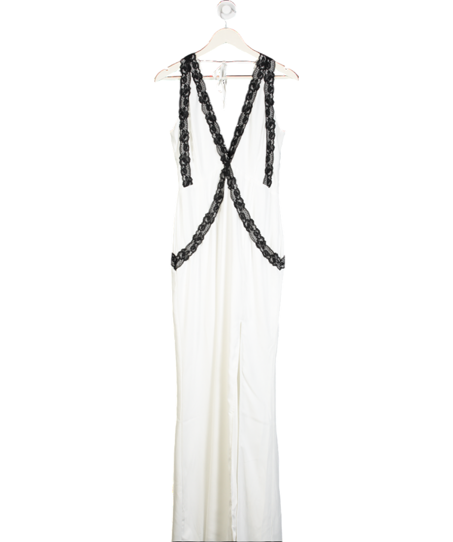 Club L White Cirilla Plunge Maxi Dress UK 12