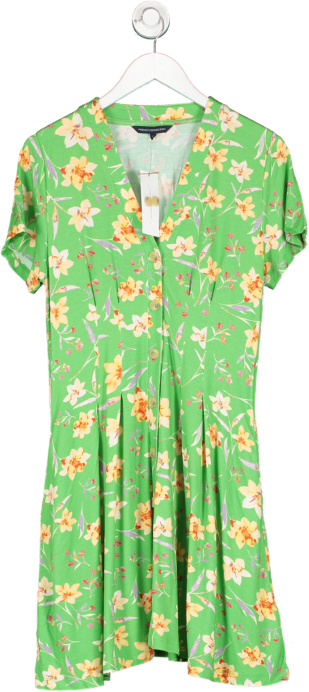 French Connection Green Camille Meadow V Neck Dress BNWT UK S