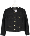 GOELIA Elegant Black Tweed Cropped Women Jacket UK S
