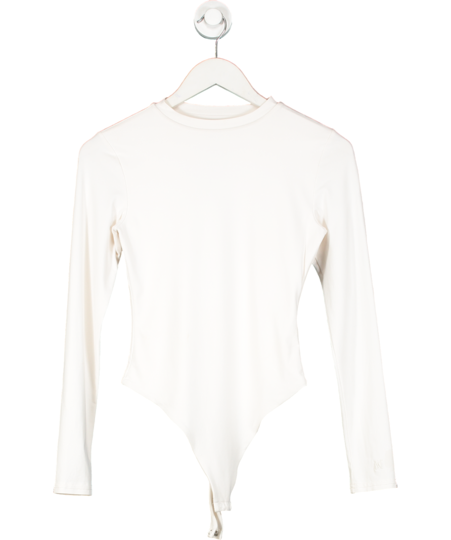 Meshki White Delilah Long Sleeve Crew Neck Bodysuit UK S