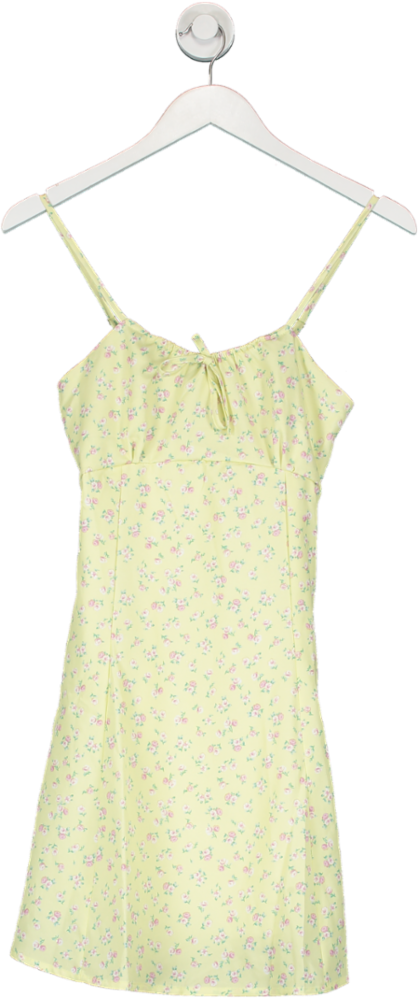 SHEIN Yellow Floral Print Strappy Dress UK S