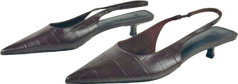 H&M Dark Brown Kitten-heeled Pointed Slingbacks UK 6 EU 39 👠