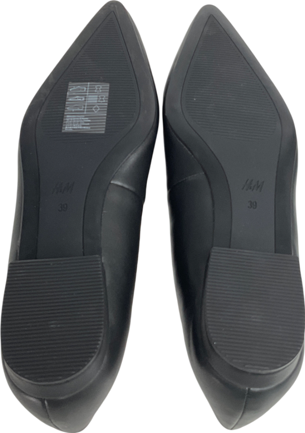 H&M Black Leather Ballet Pumps UK 6 EU 39 👠