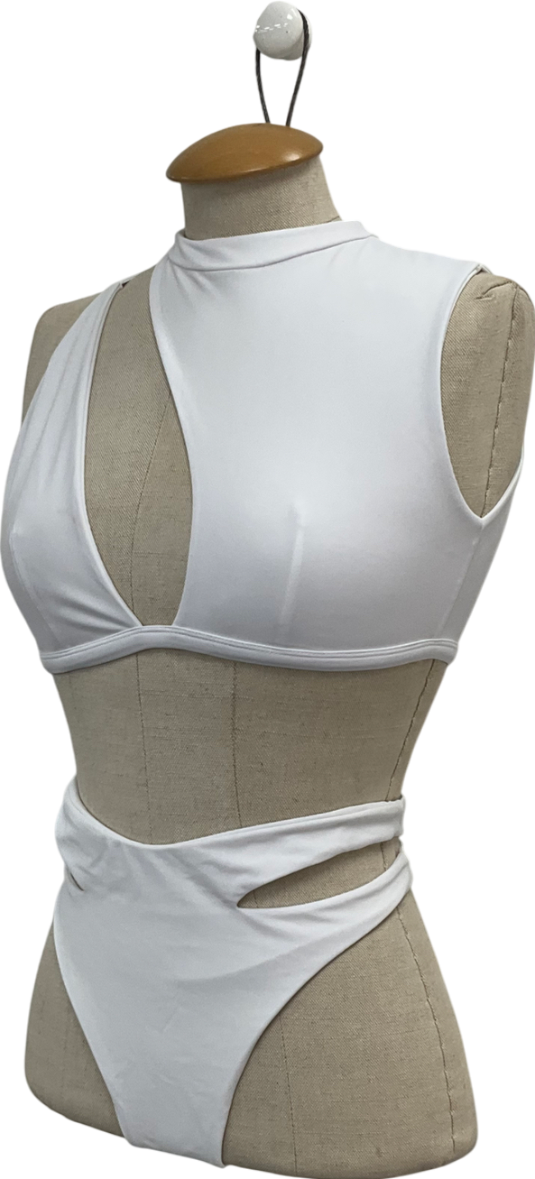 h:ours White Nissa Cut Out Bikini UK S