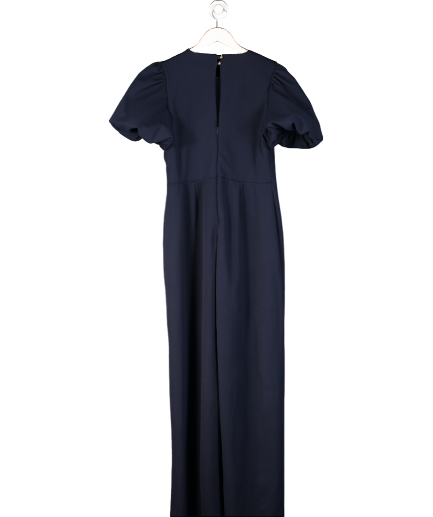 Club L Blue Navy Puff Sleeve Straight Leg Jumpsuit UK 16