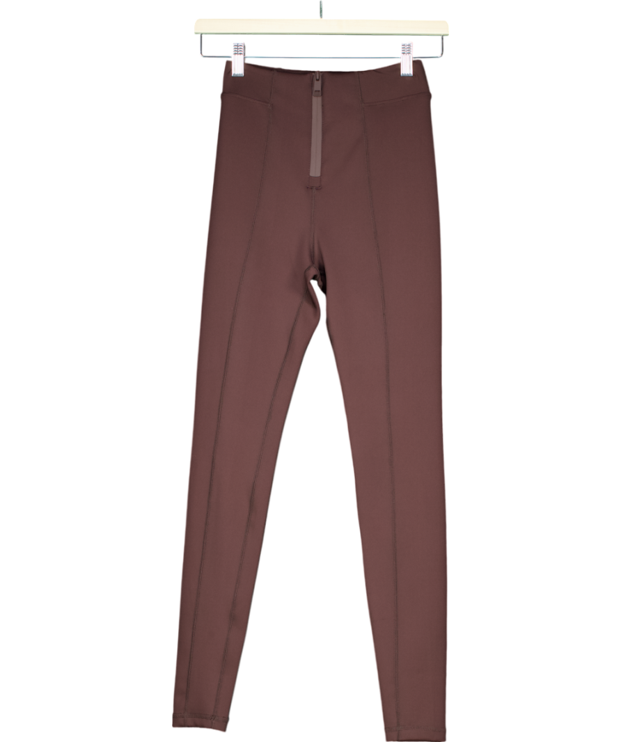 ZARA Brown Scuba Zip Front Leggings UK XS