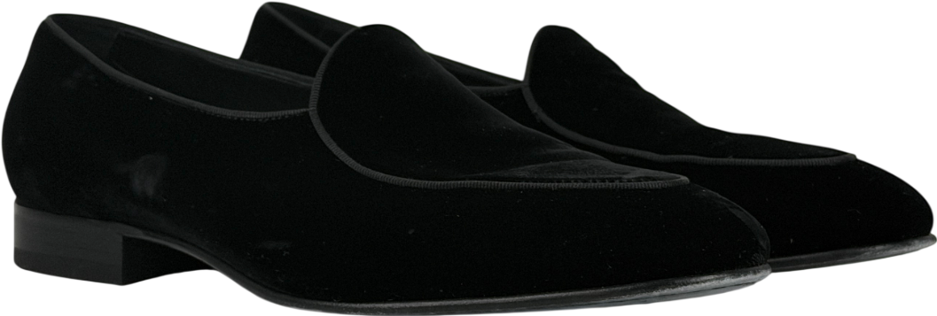 SUITSUPPLY Black Tuxedo Slip-on Cotton Velvet Loafer UK 10 EU 44 👞