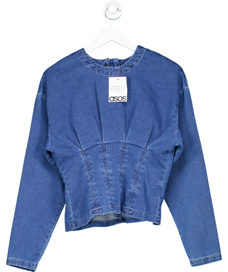 ASOS Blue Fitted Denim Top UK 10