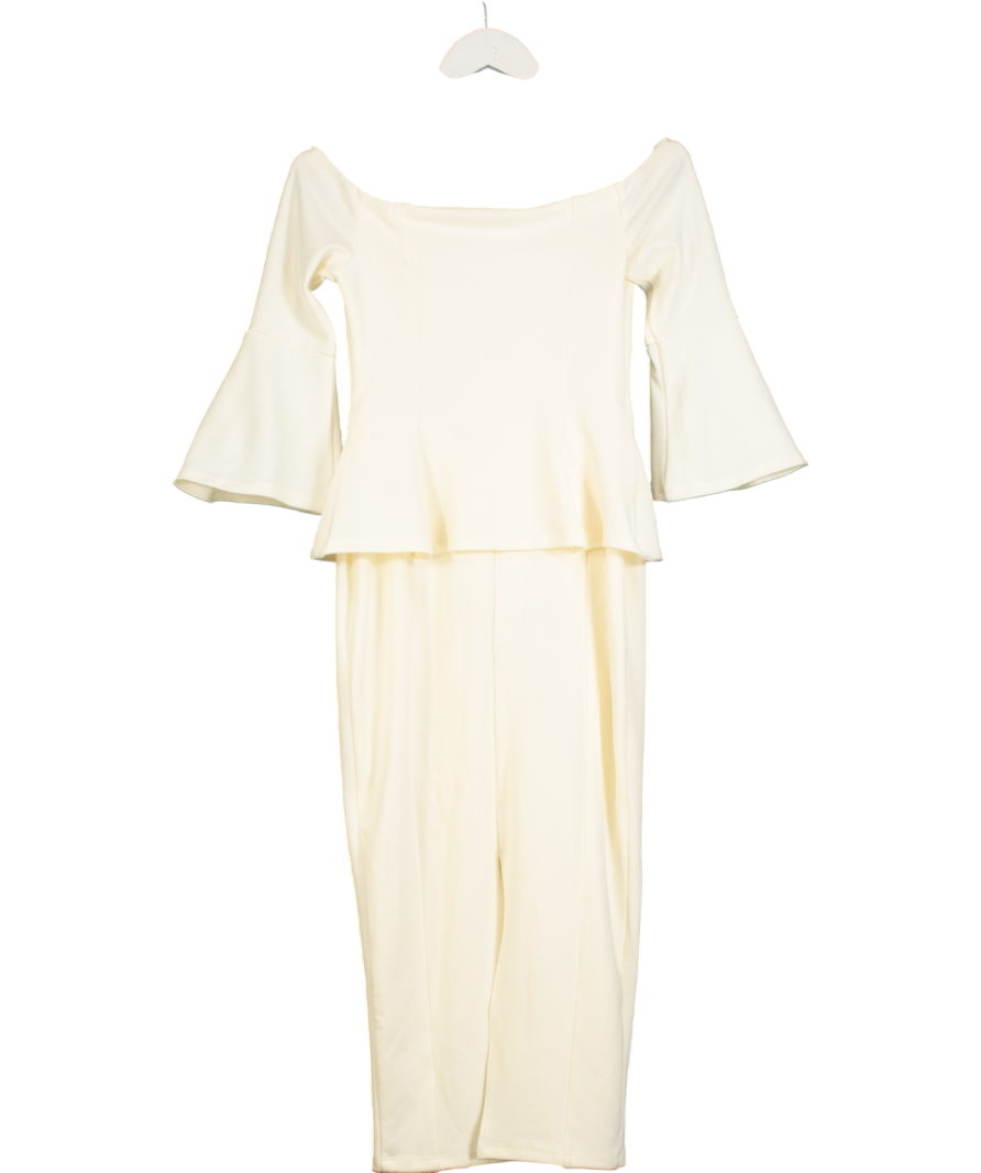 River Island Cream Bardot Button Down Bodycon Midi Dress UK 6