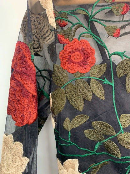 Alesha Dixon Black Floral Embroidered Dress UK 8