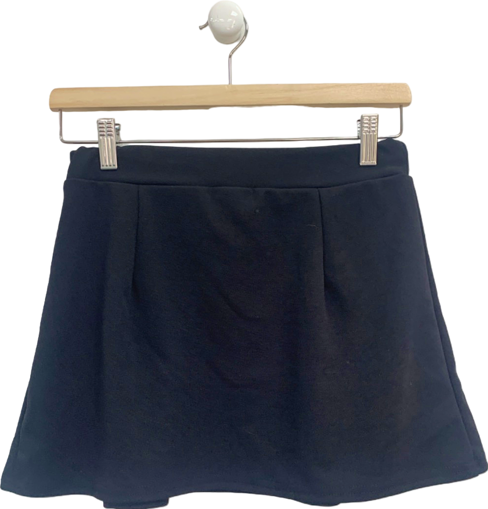 Boohoo Black Crepe Pleated Buckle Detail Tennis Skirt UK 10