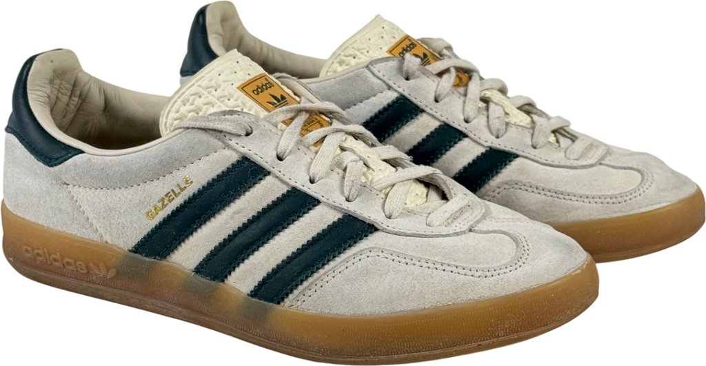 ADIDAS Gazelle Indoor Cream Trainers - White  /collegiate Green UK 6 EU 39 👠
