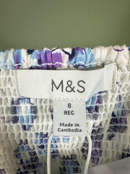 M&S Ivory Mix Floral Maxi Dress Regular Length Size UK 8