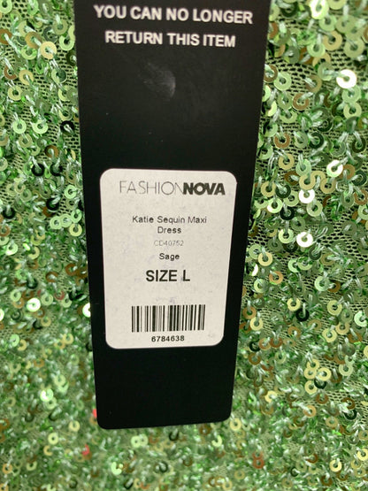 Fashion Nova Sage Katie Sequin Maxi Dress L