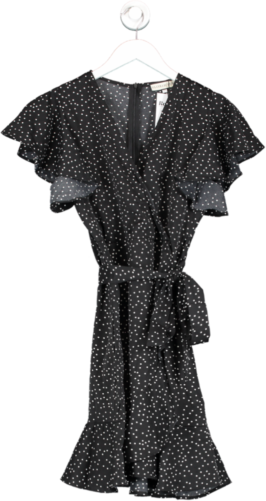 FS Collection Black White Dot Mini Wrap Dress UK XS