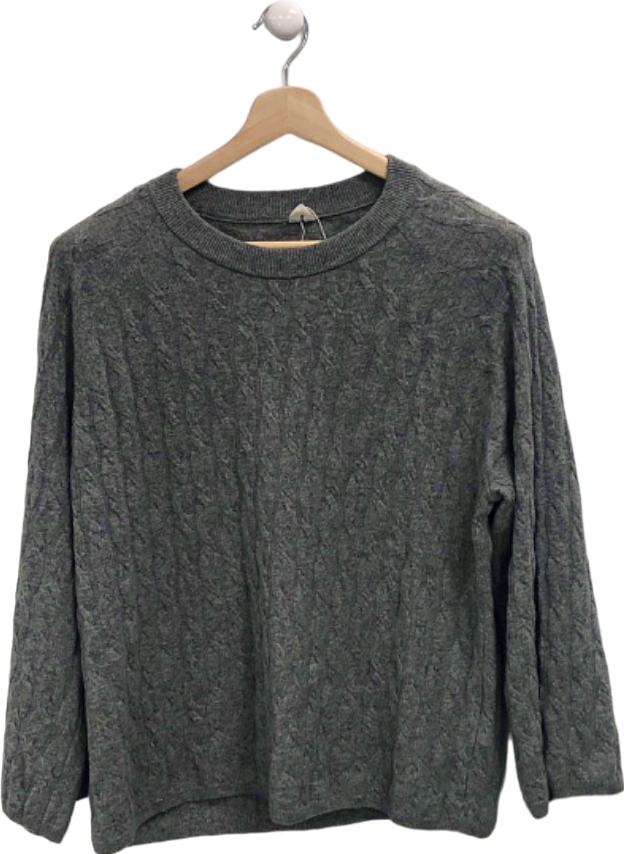 Arket Grey Cashmere-Wool Cable-Knit Jumper UK S