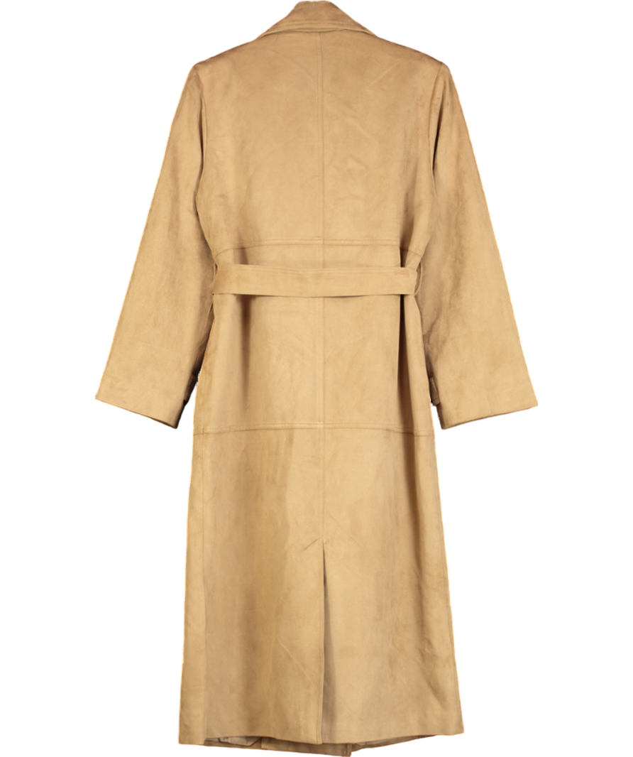 NA-KD Beige Faux Suede Trenchcoat UK 8