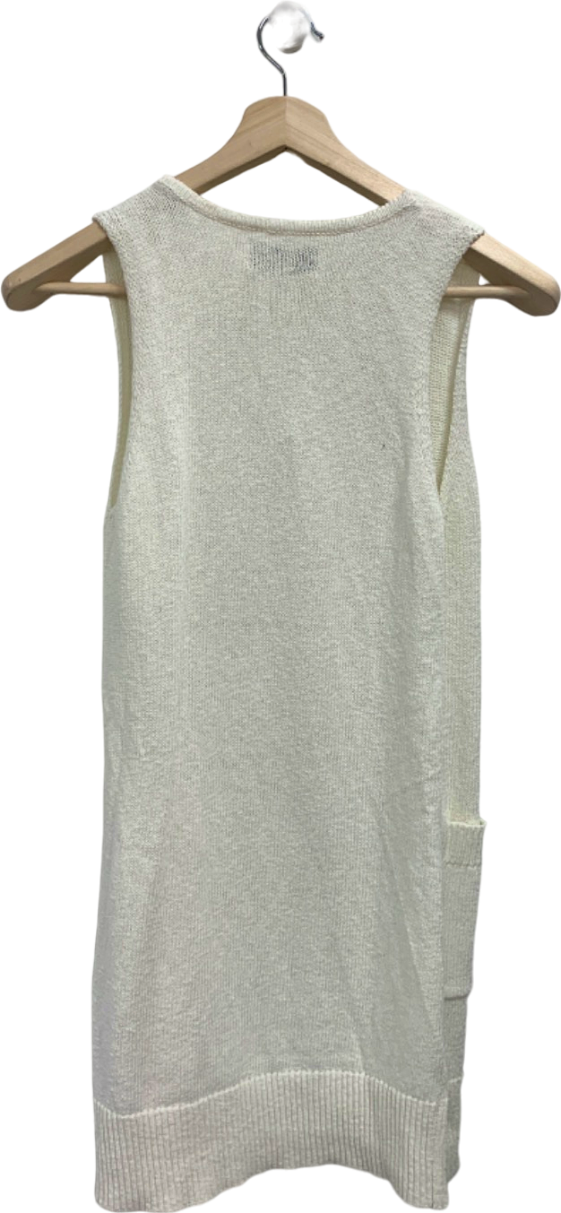 L'Academie White Sleeveless Cardigan UK S