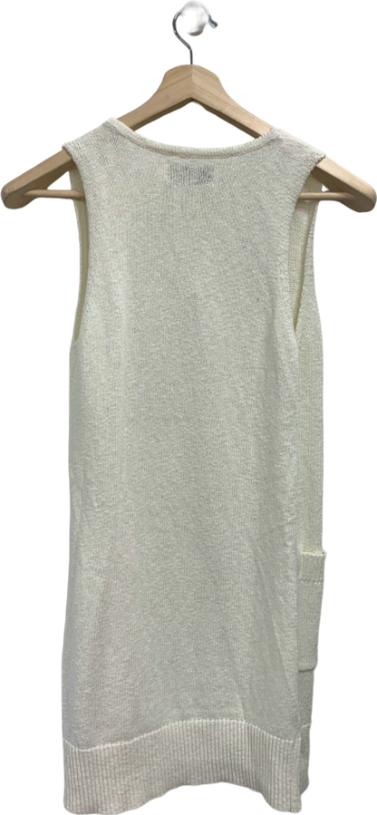 L'Academie White Sleeveless Cardigan UK S