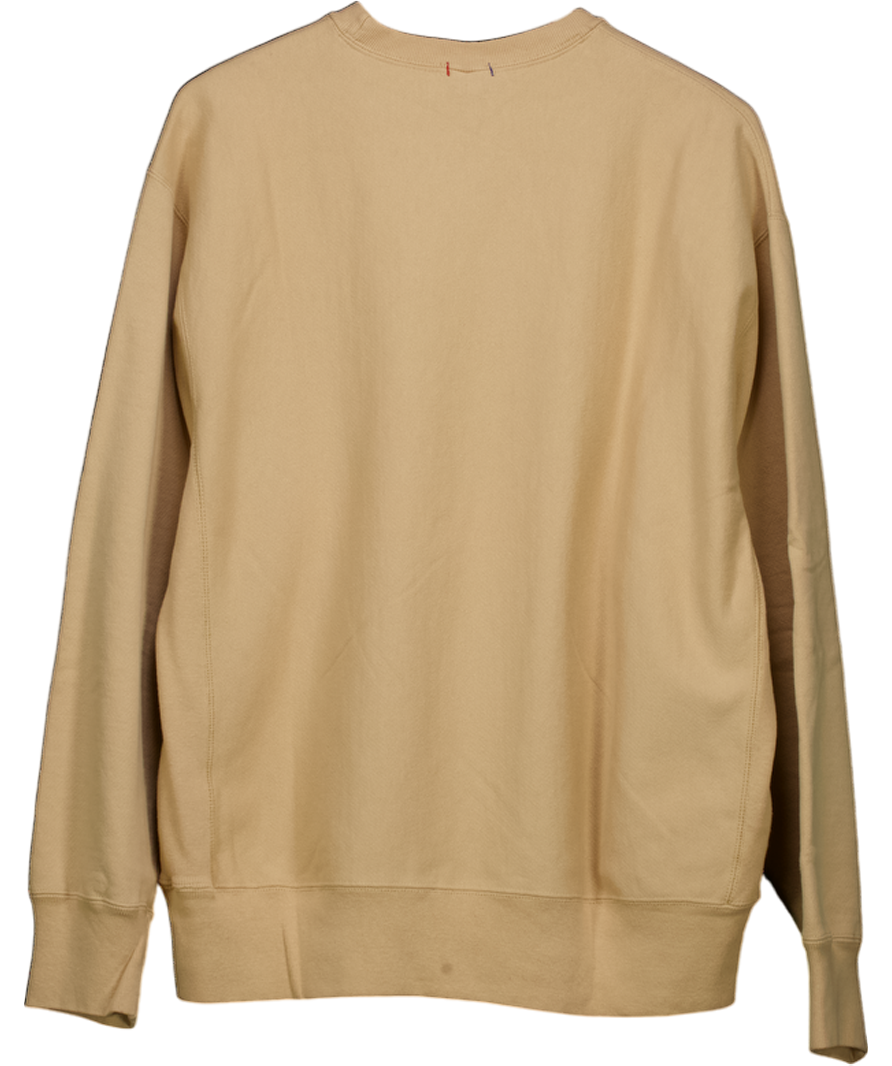 Beige Champion Reverse Weave Classic Crew Sweatshirt UK M
