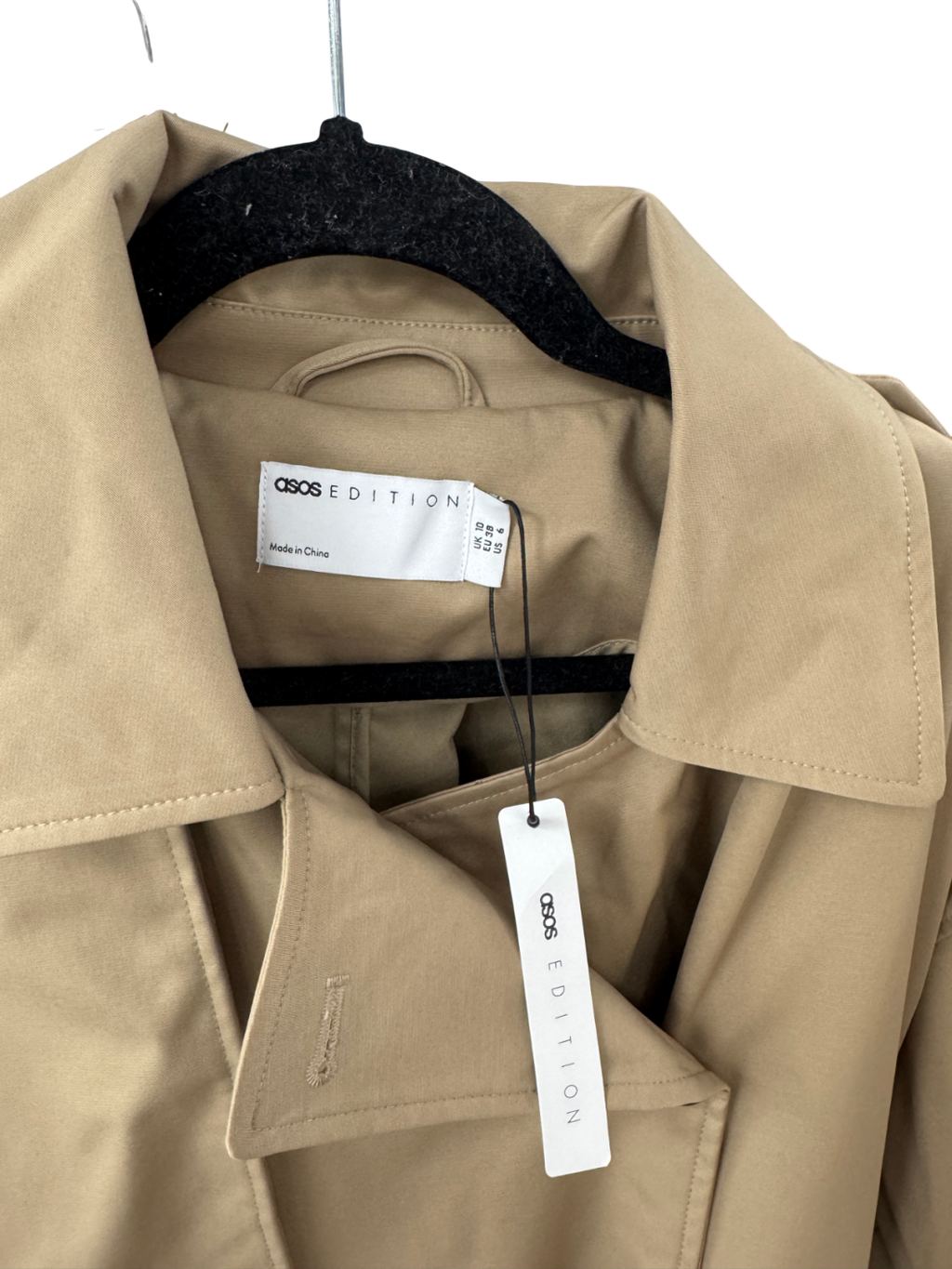 ASOS Edition Oversized Pocket Detail Trench Coat In Camel UK 10