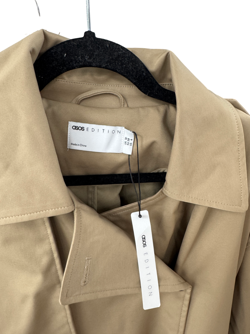 ASOS Edition Oversized Pocket Detail Trench Coat In Camel UK 10