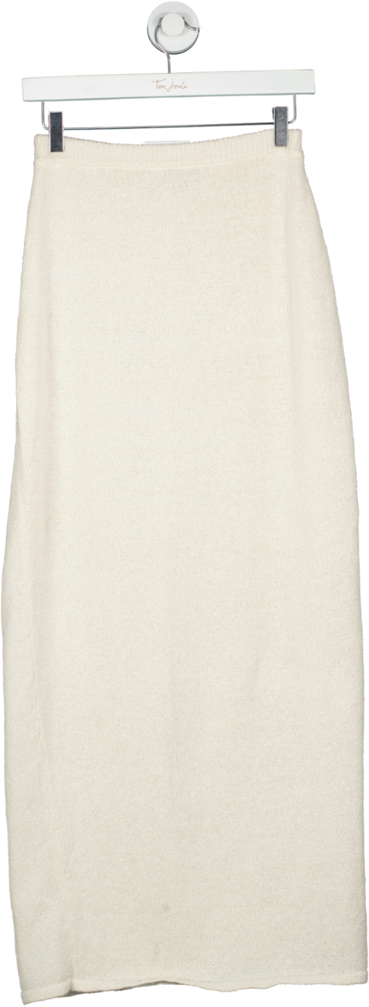 BOA Cream Ribbed Knitted Maxi Skirt UK S