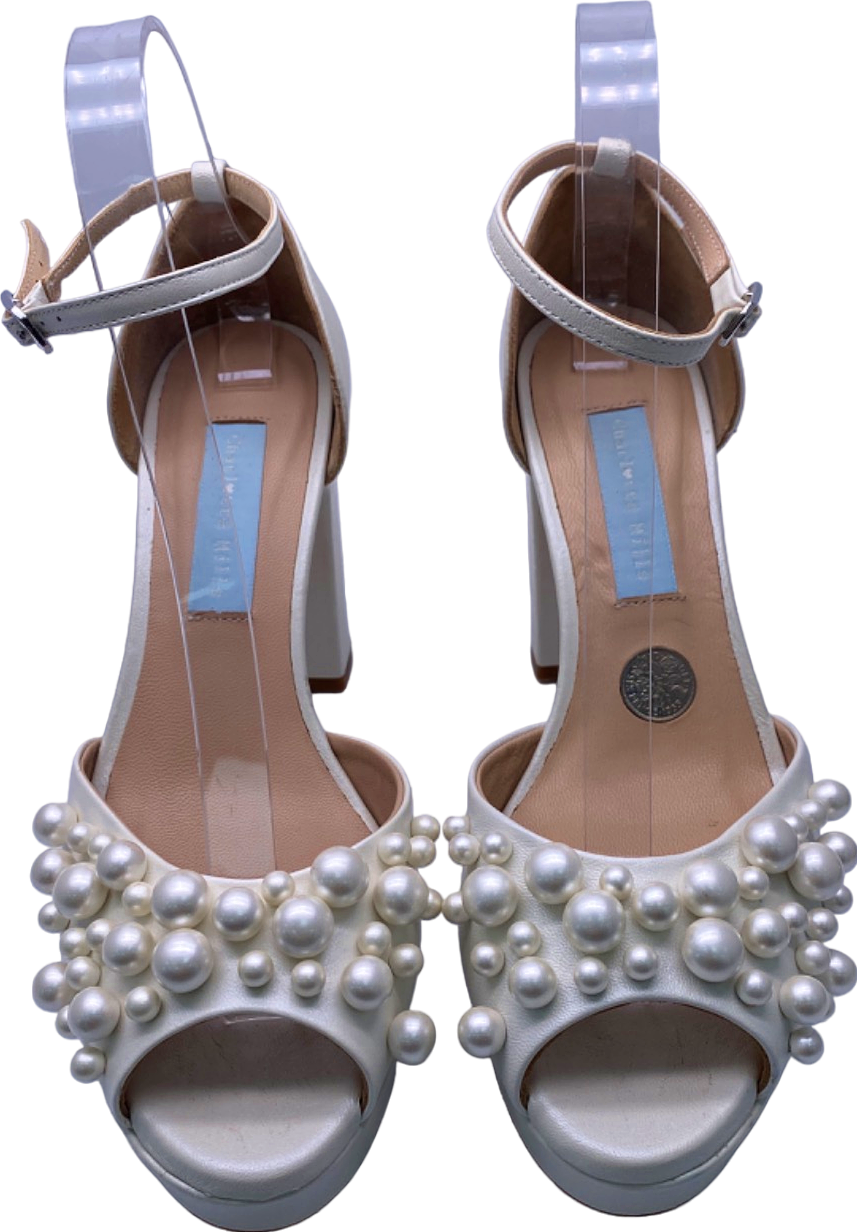 Charlotte Mills Ivory Pearl Embellished Heeled Sandals EU 37