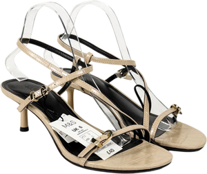 M&S Nude Buckle Strappy Kitten Heel Sandals UK 6 EU 39