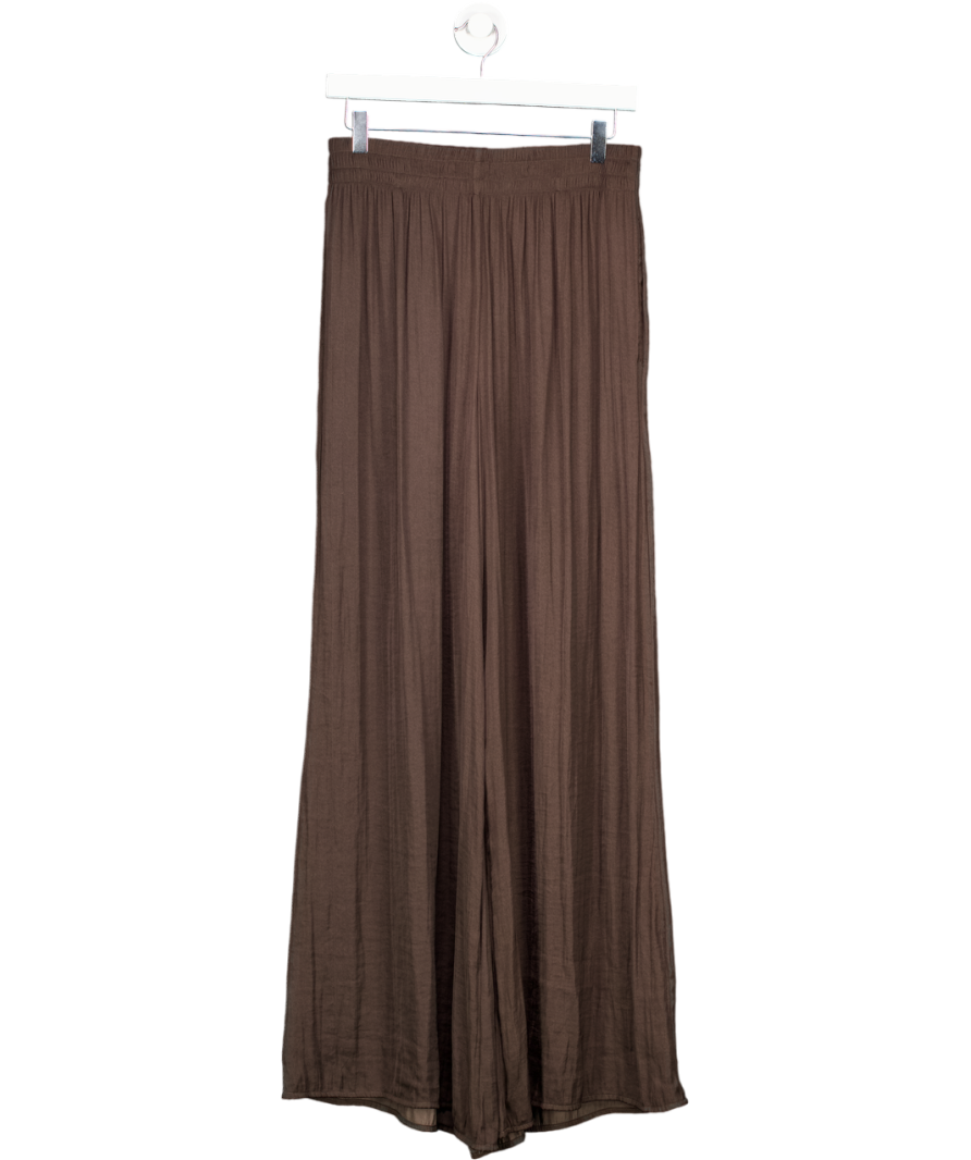 ZARA Brown Chocolate Satin Wide Leg Trouser UK M
