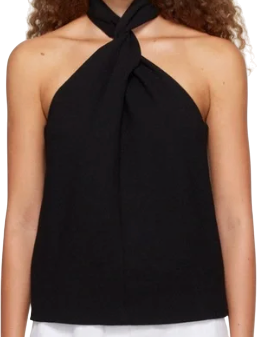 Anine Bing Black Crepe Twist Fron Becca Top UK S