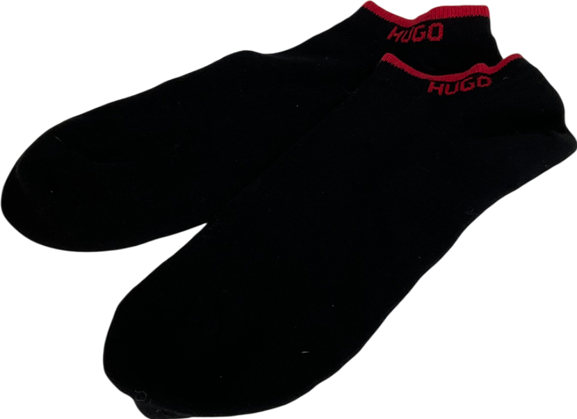 HUGO BOSS Black Cotton-blend Ankle Socks With Logos One Size