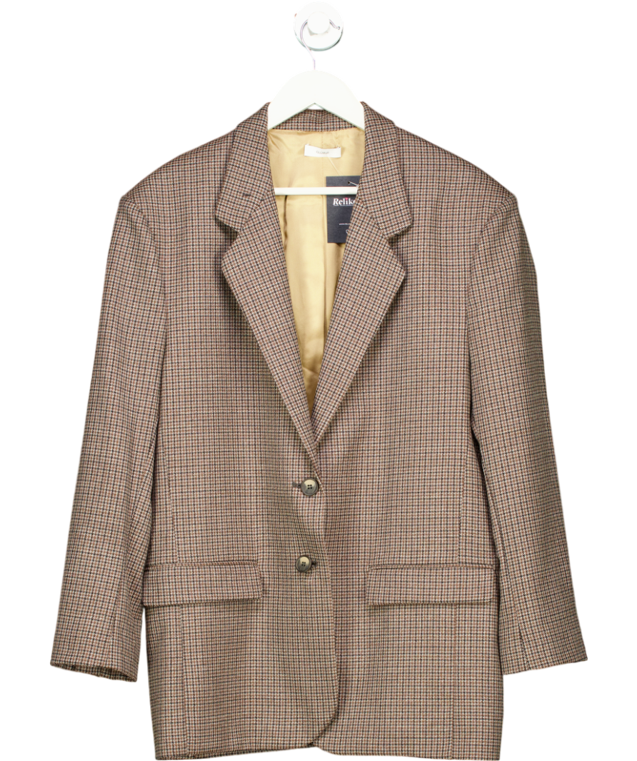 Glumur Brown Extra Oversized Gatsby Plaid Blazer UK XS/S