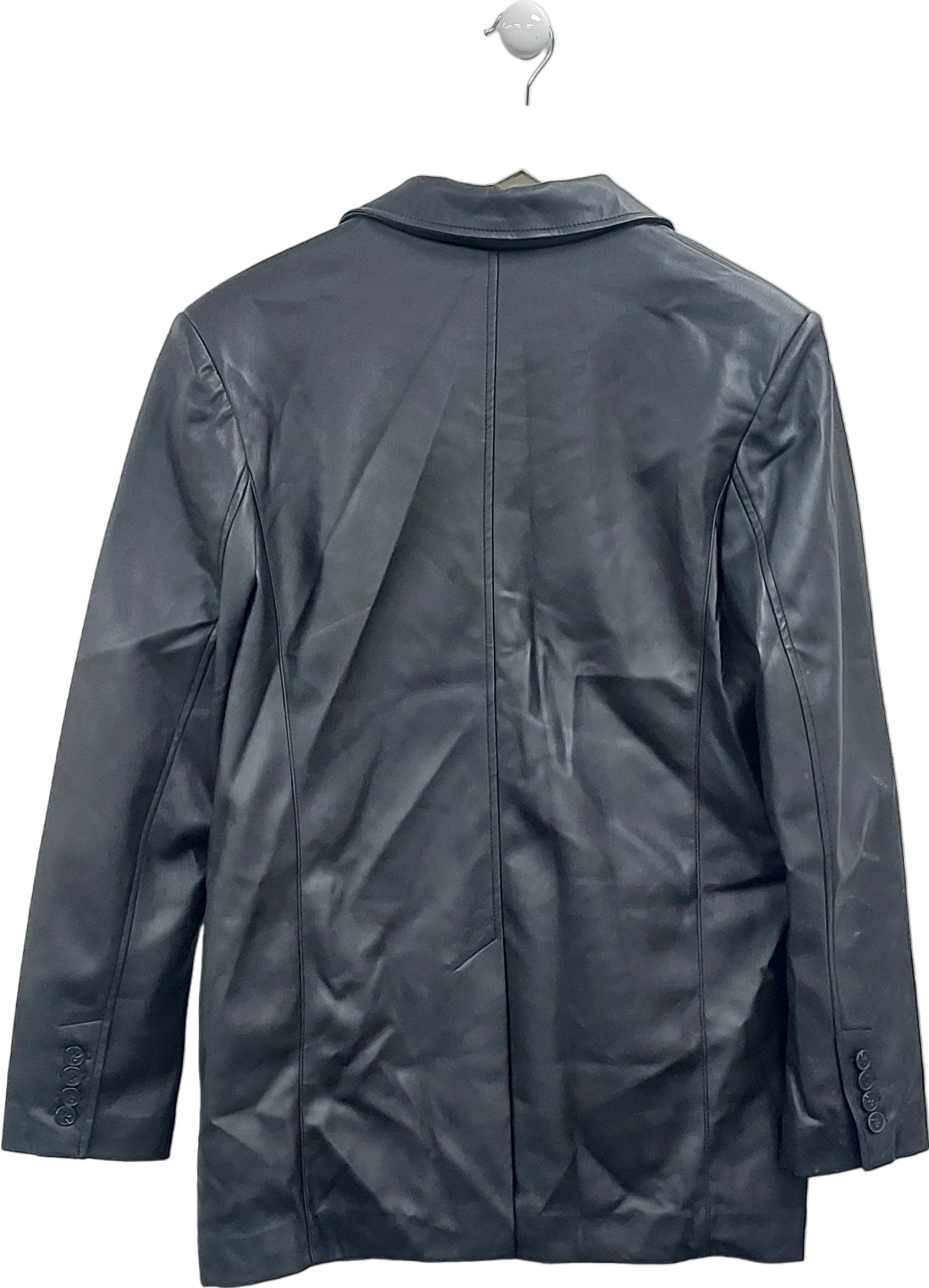 Warehouse Black Faux Leather Single Breasted Blazer UK 8