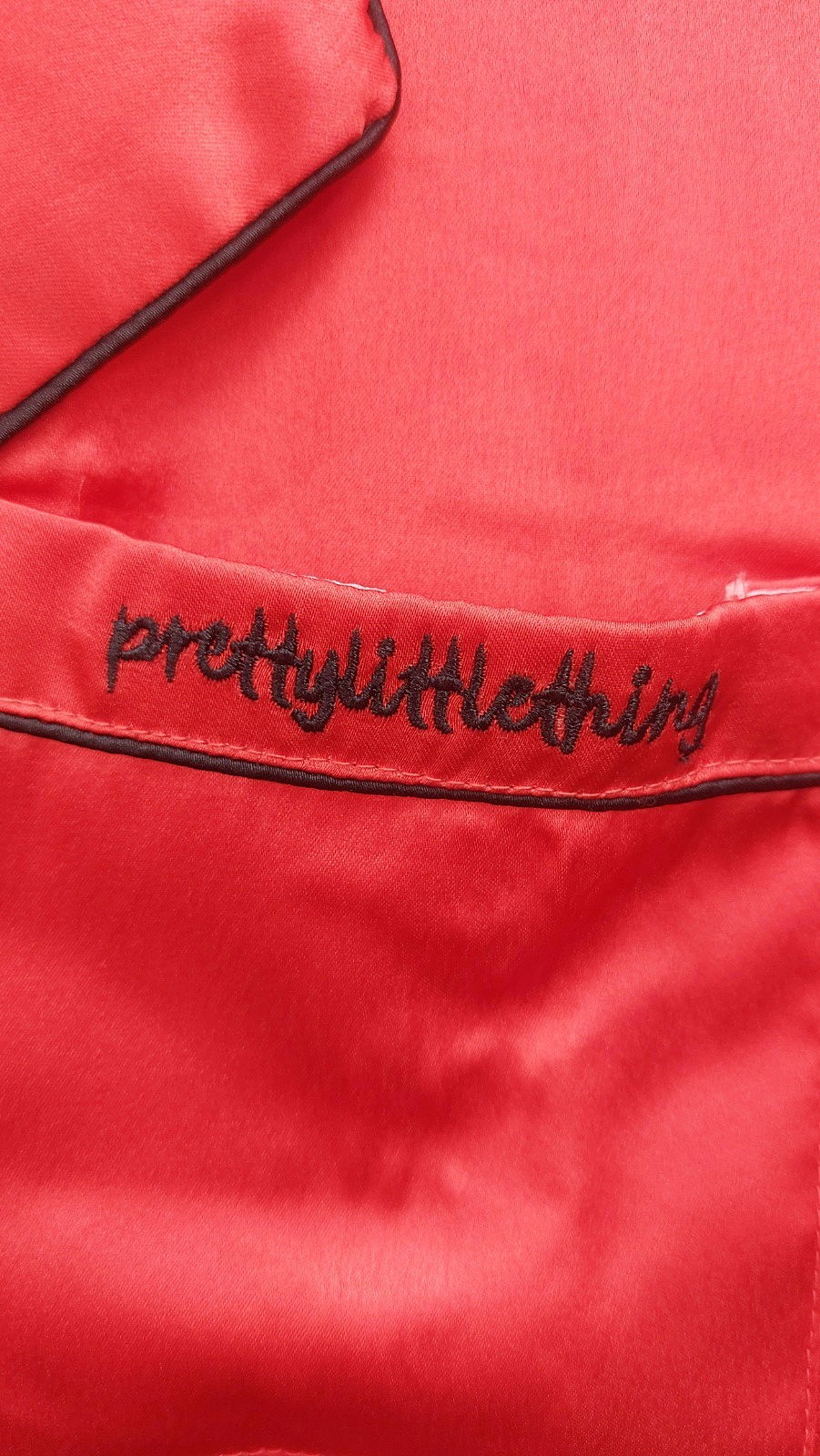 PrettyLittleThing Red Satin Pyjama Set UK M