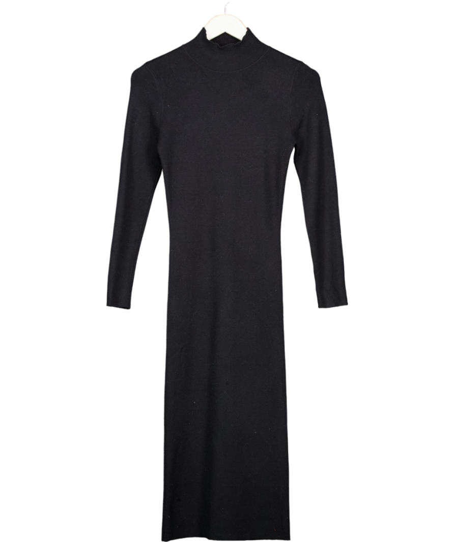 BOA Black High Neck Knitted Midi Dress UK M