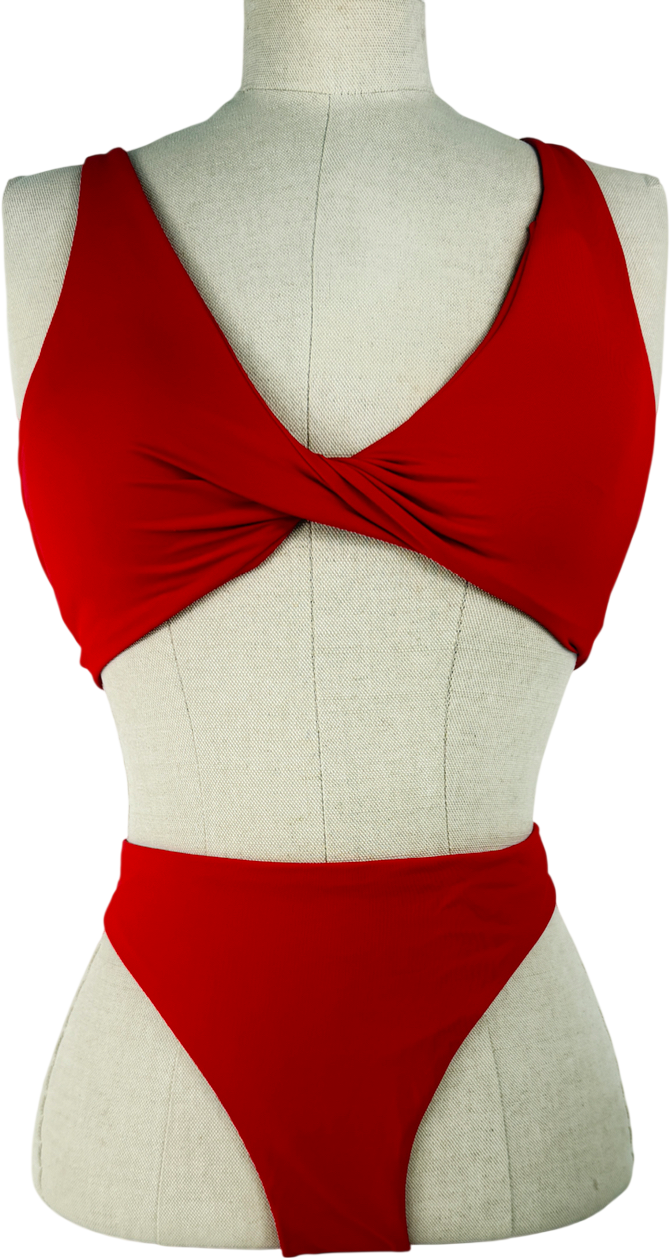 CRZ YOGA Red Sunshine Criss Cross Back Bikini UK 12