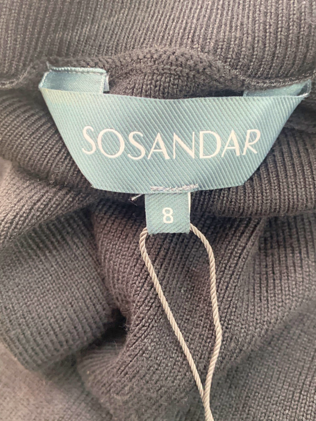 Sosandar Black High Neck Button Cuff Rib Knit Top Size UK 8