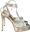 ASOS Metallic Nova Knot Platform High Heel Sandal In Silver UK 6 EU 39 👠