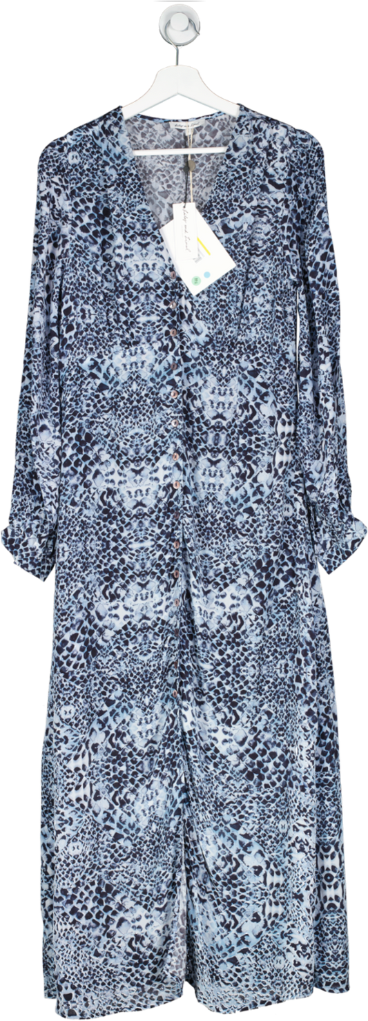 lily & Lionel Blue Animal Print Viscose Midi Dress UK S