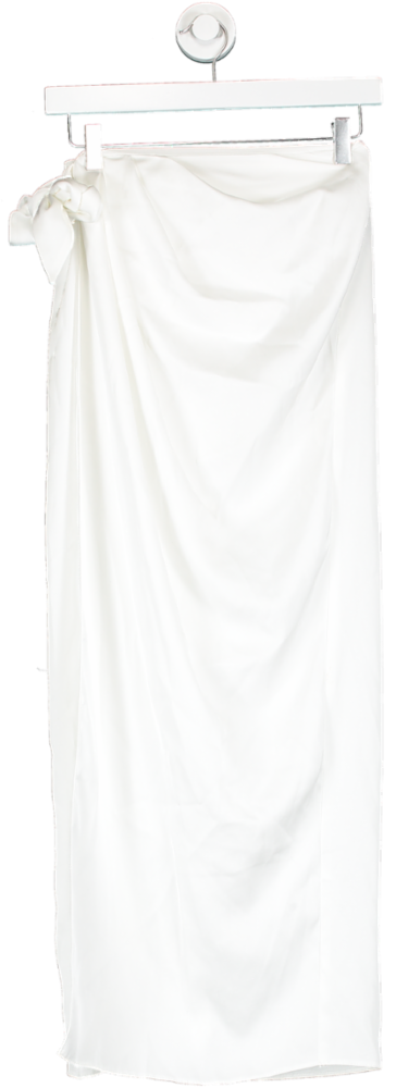 ASOS White Satin Sarong Wrap Maxi Skirt UK 6