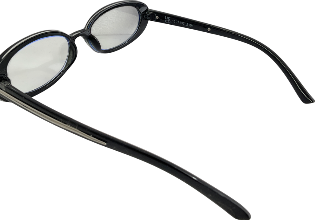 ASOS Oval Sunglasses In Black With Blue Lens One Size