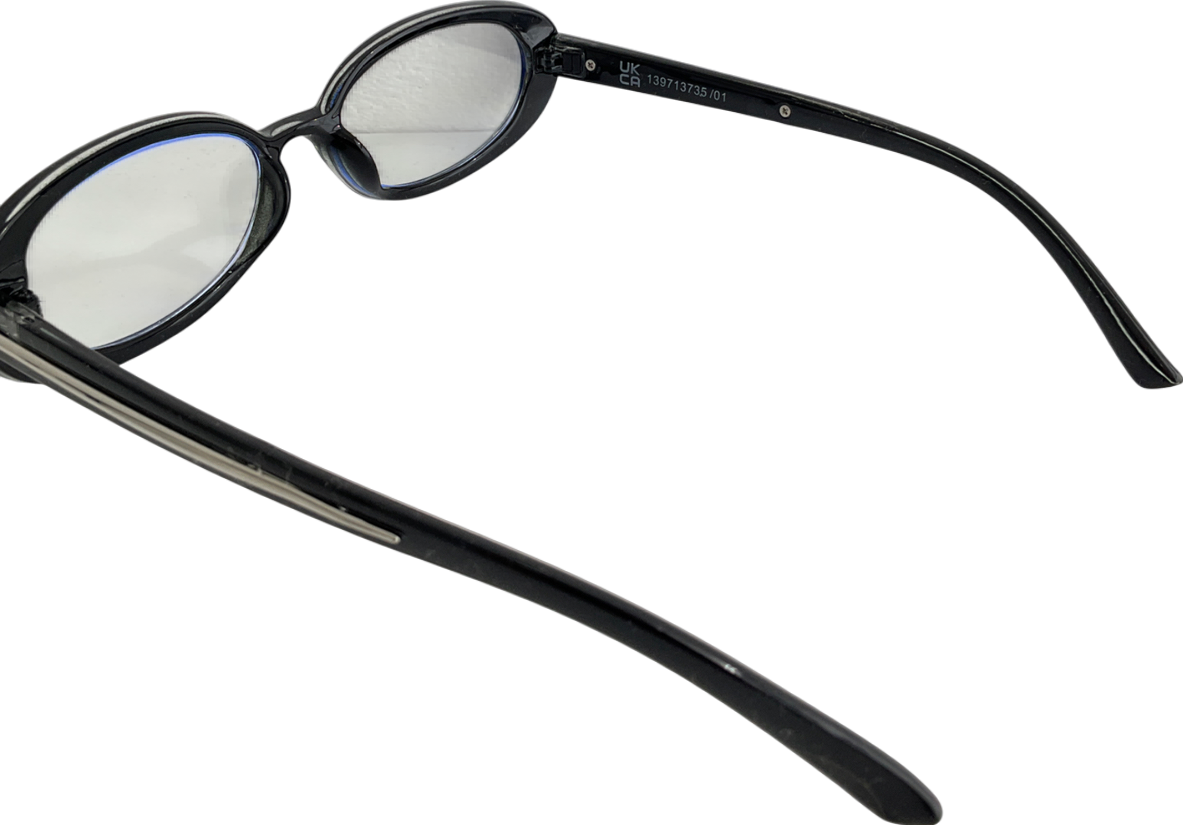 ASOS Oval Sunglasses In Black With Blue Lens One Size