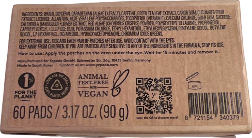 Yepoda The Depuff Eyespresso Depuffing Caffeine and Green Tea Eye Patches 90g