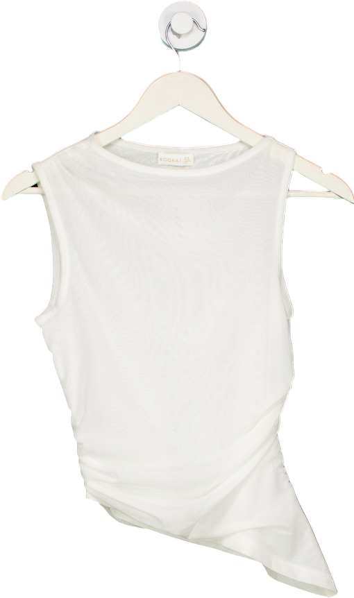 Kookai White Asymmetrical Sleeveless Top UK 8